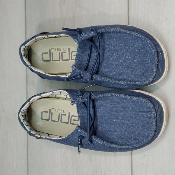 Hey Dude Youth Girls Sparkling Denim Loafer slip on shoes sz K12 - Picture 3 of 10